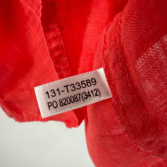 TOMMY BAHAMA Shirt Size Medium Men's 100% Linen Short Sleeve Orange/Red Stripe - Picture 10 of 11